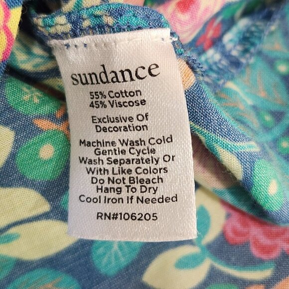 Sundance Rosie Vines Puff Sleeve Blouse M Multicolor Button Up Cottage Prairie - Picture 10 of 10